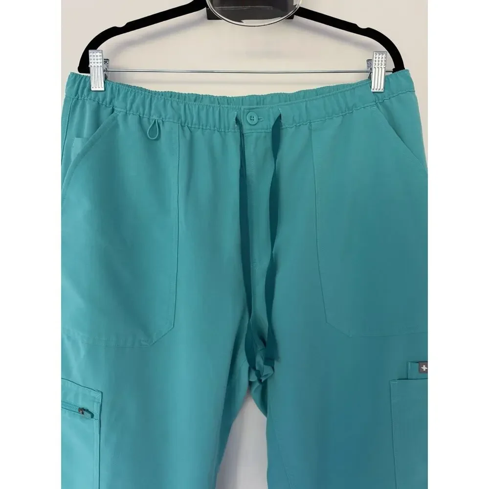 FIGS Cairo Scrub Pants XL Tall Technical Collection Teal Cargo Stretch Medical